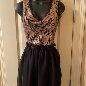 GB gold sequin V-Neck Swing Dress